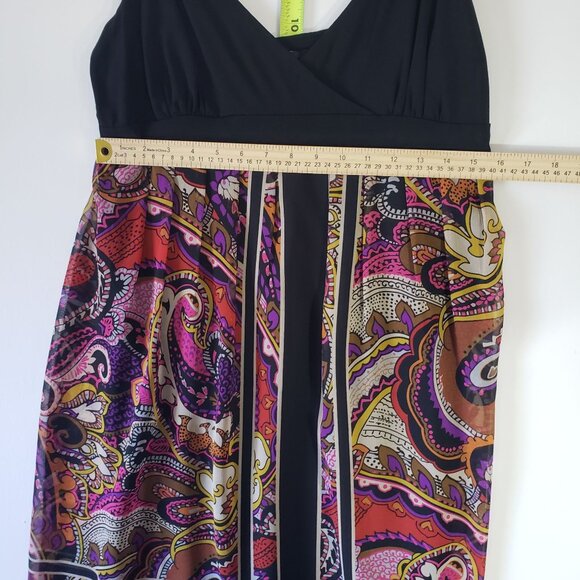S.L. Fashions 90s Paisley Print Sleeveless Dress Size 14 Retro Boho Electric - Picture 4 of 7